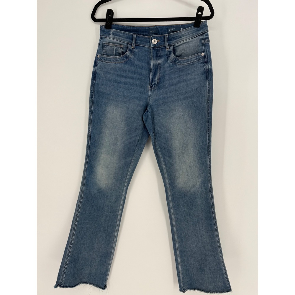 J. Jill Denim High-Rise Bootcut Jeans 5 Pocket Med Wash Raw Hem Womens Size 8R